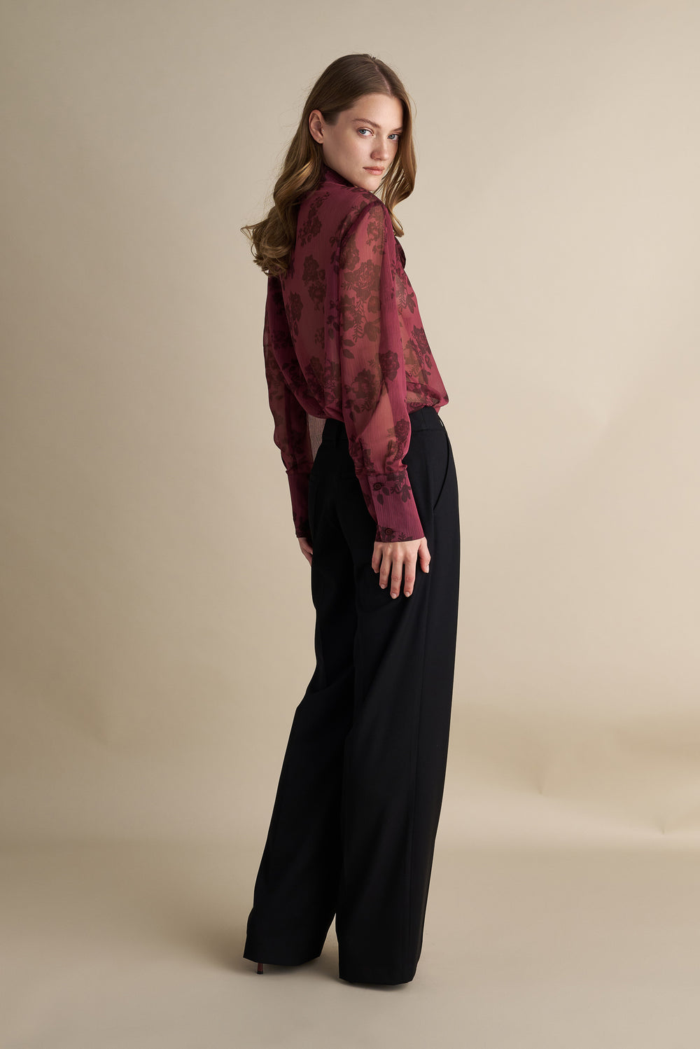 Low Rise Flare Trousers Black