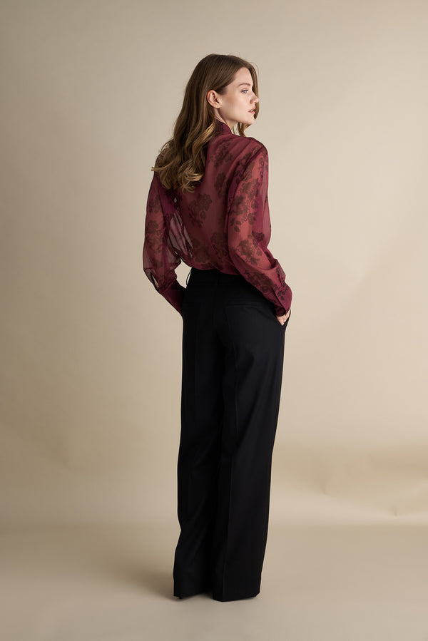 Low Rise Flare Trousers Black