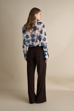 Pinstripe Low Rise Flare Trousers