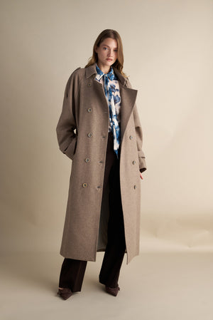 Wool Blend Trench with Cape Detail