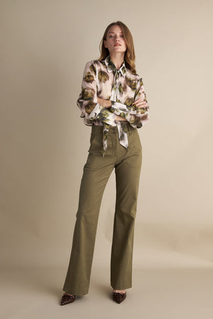 Flare Stretch Pants Khaki