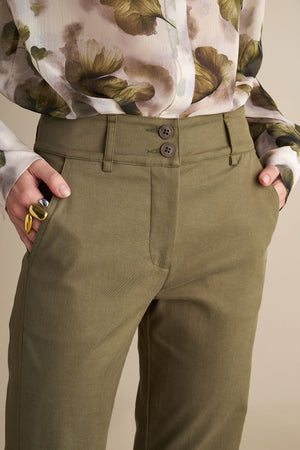 Flare Stretch Pants Khaki