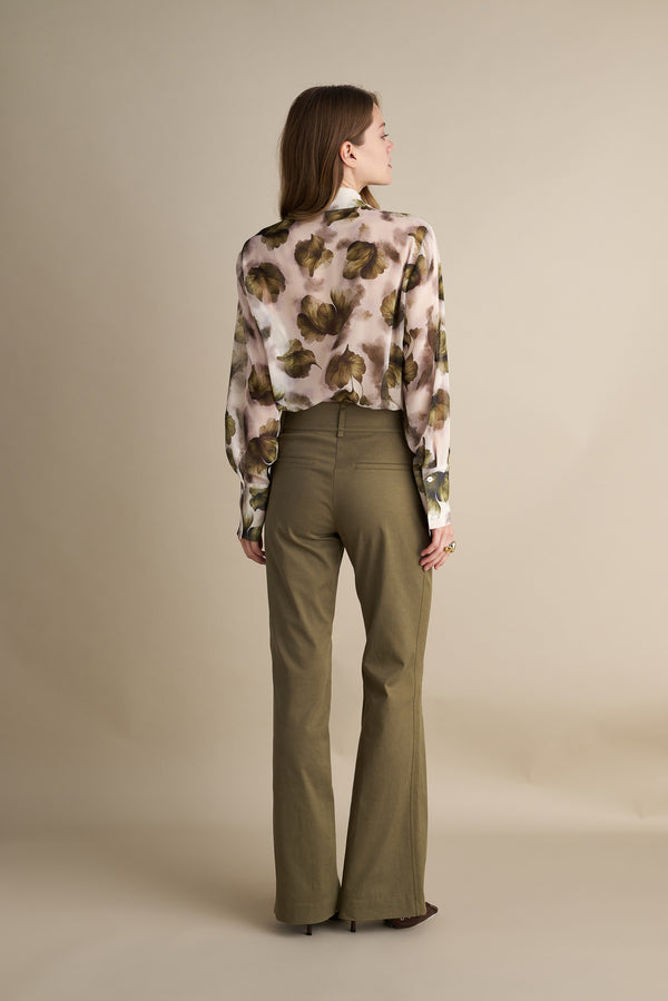 Flare Stretch Pants Khaki
