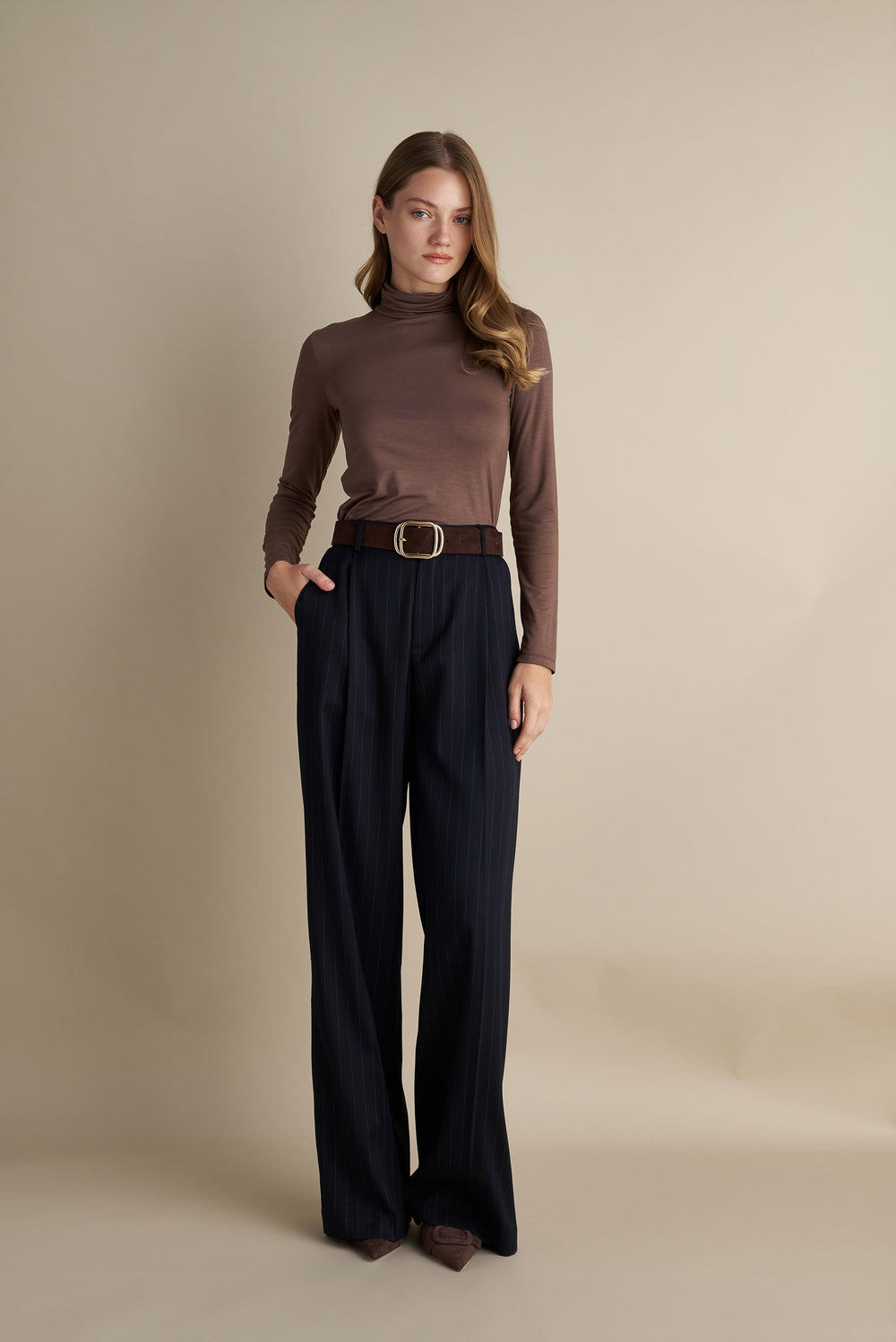 Pinstriped Trousers Navy