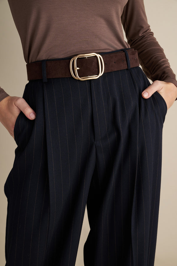 Pinstriped Trousers Navy