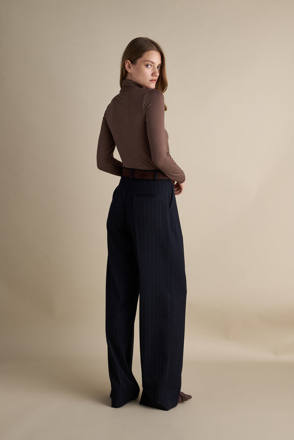 Pinstriped Trousers Navy