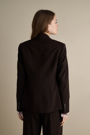 Tailored Pinstripe Blazer Brown