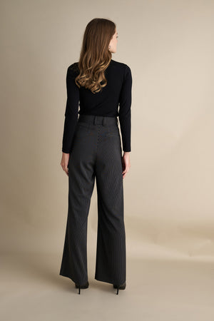 Tailored Pinstripe Flare Pants Black