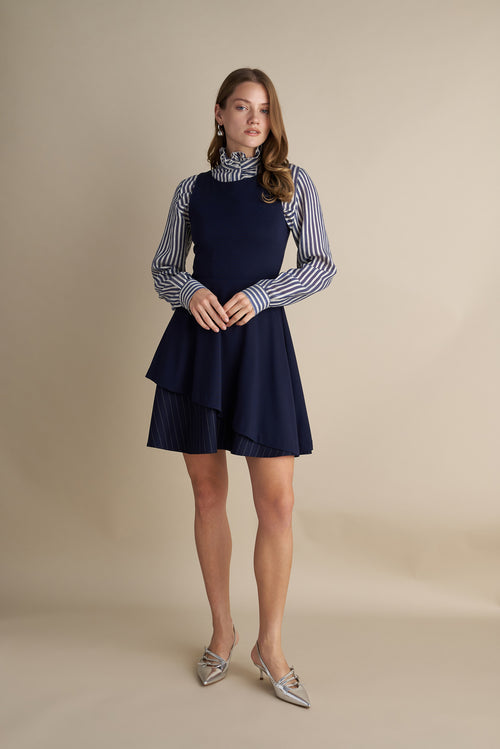 Peplum Layer Dress Navy