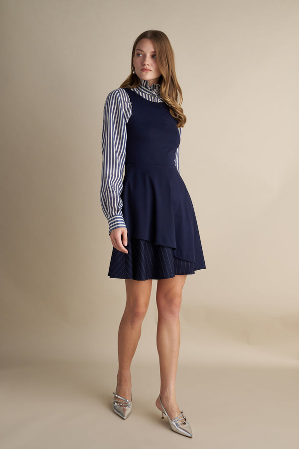 Peplum Layer Dress Navy