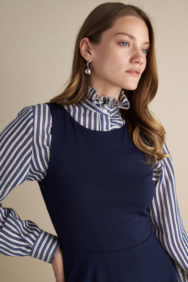 Peplum Layer Dress Navy