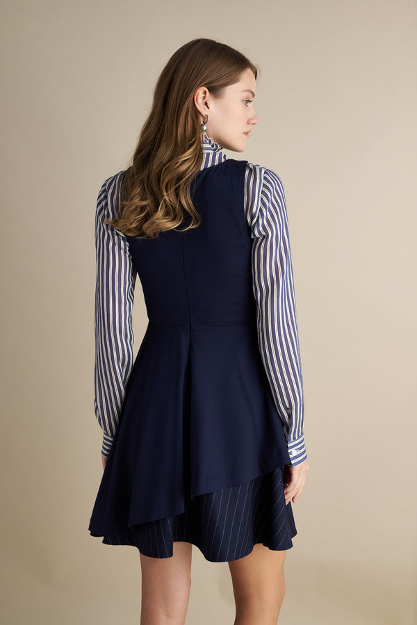 Peplum Layer Dress Navy