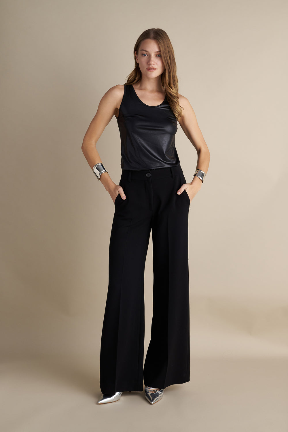 Straight-Cut Crepe Trousers