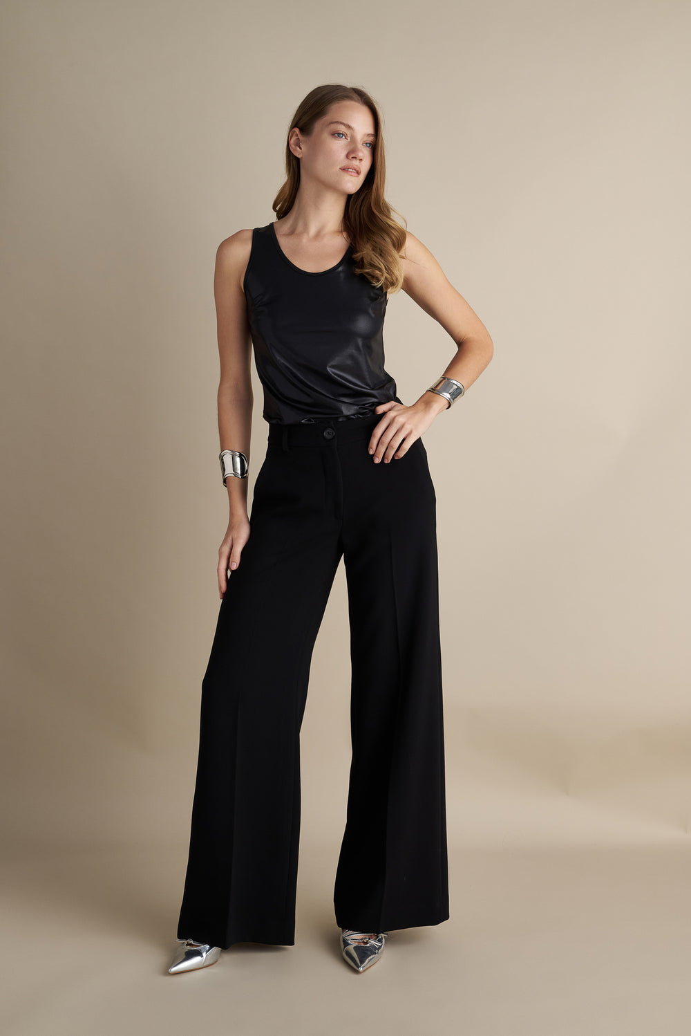 Straight-Cut Crepe Trousers