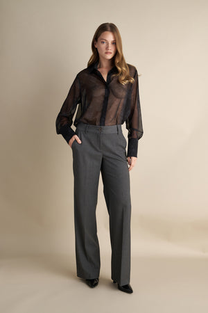 Low Rise Flare Trousers Grey