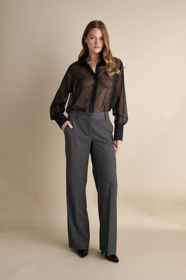 Low Rise Flare Trousers Grey
