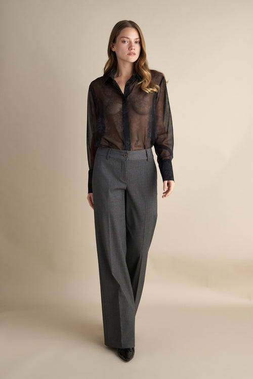 Low Rise Flare Trousers Grey