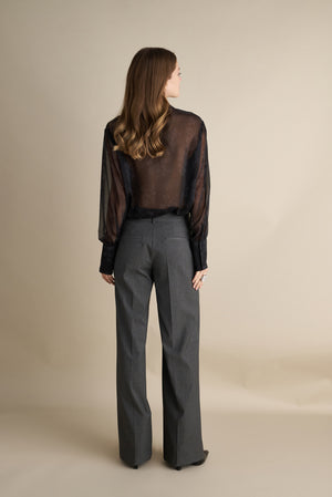 Low Rise Flare Trousers Grey
