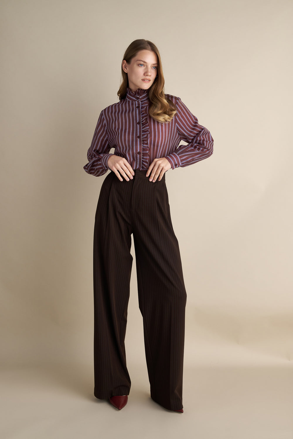 Pinstripe Pants Brown