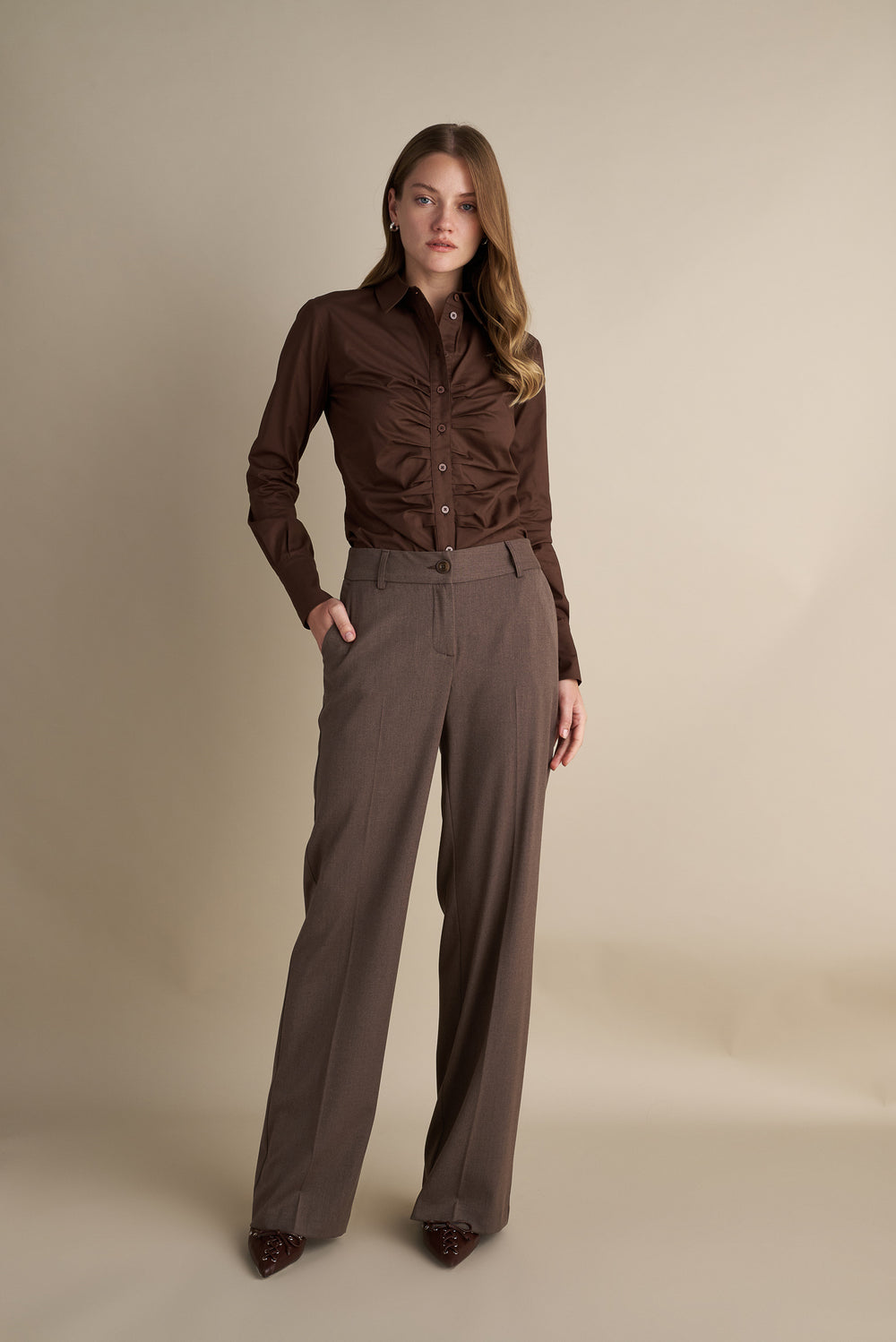Low Rise Flare Trousers Mocha