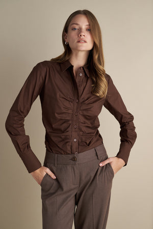 Fitted Rush Design Shirt Brown