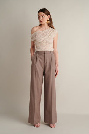 Wide Leg Trousers Taupe