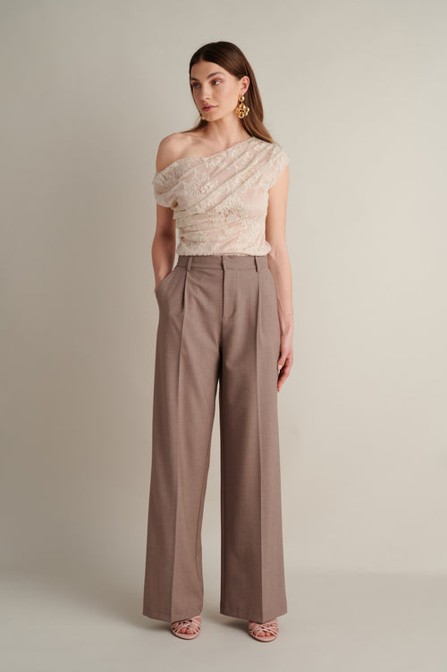 Wide Leg Trousers Taupe