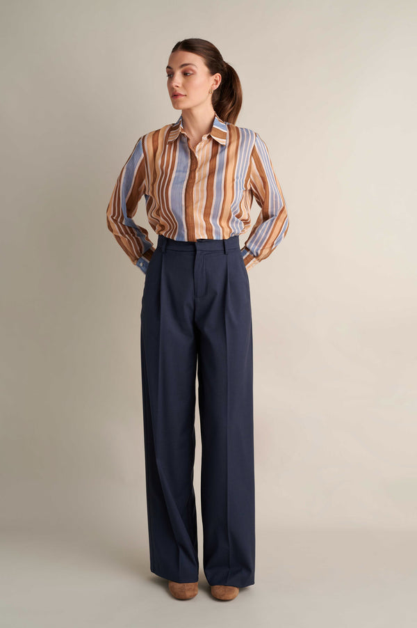 Wide Leg Trousers Rough Blue
