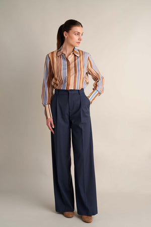 Wide Leg Trousers Rough Blue