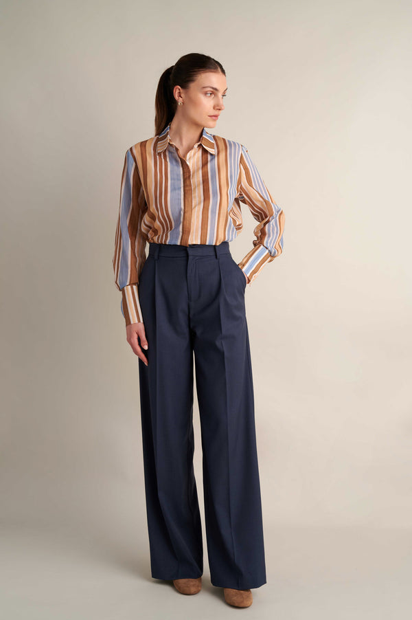 Wide Leg Trousers Rough Blue
