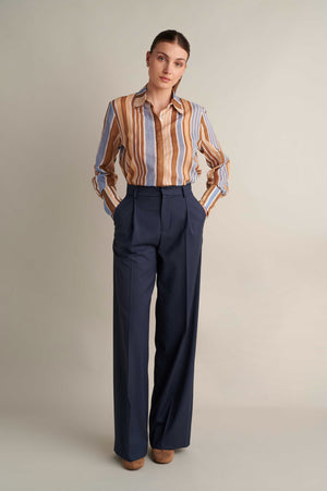 Wide Leg Trousers Rough Blue