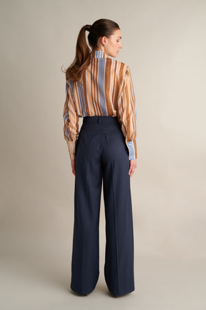 Wide Leg Trousers Rough Blue