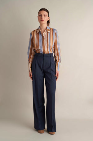 Wide Leg Trousers Rough Blue
