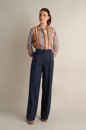 Wide Leg Trousers Rough Blue