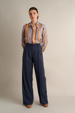 Wide Leg Trousers Rough Blue