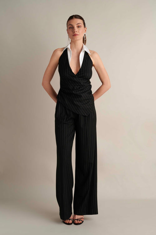 Pinstripe Pants Black