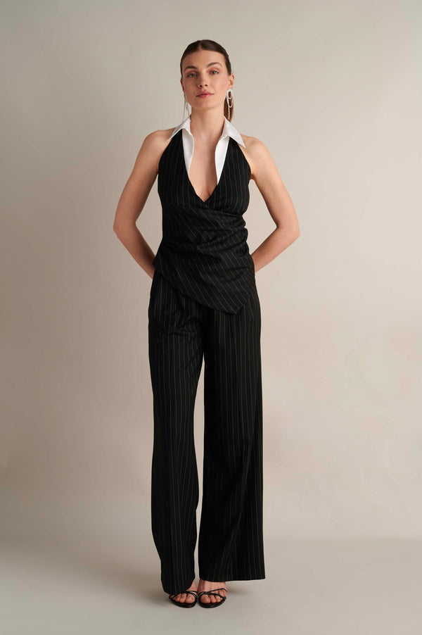 Pinstripe Halter Neck Top
