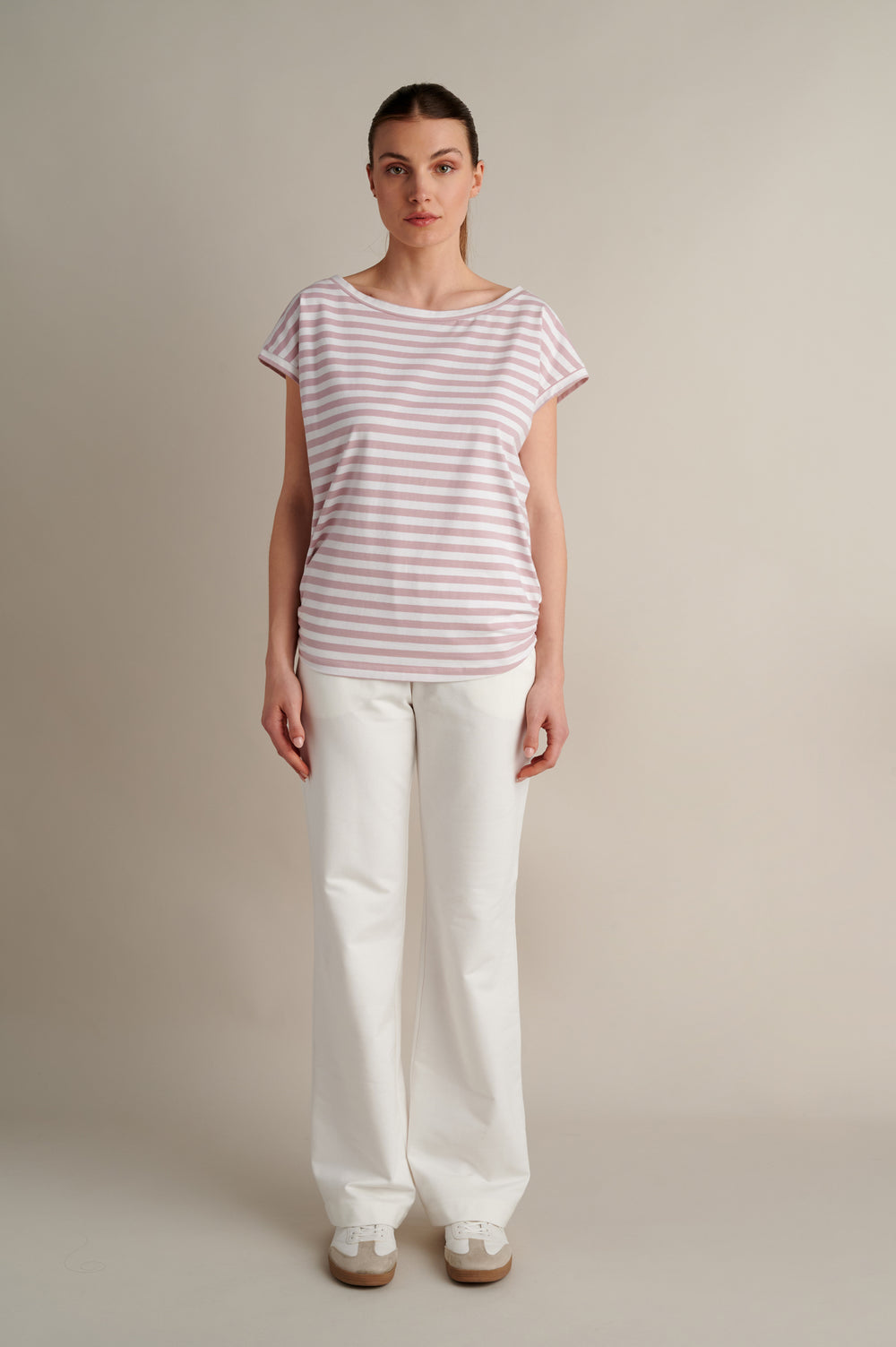 Pink Striped T-shirt With Side Detail