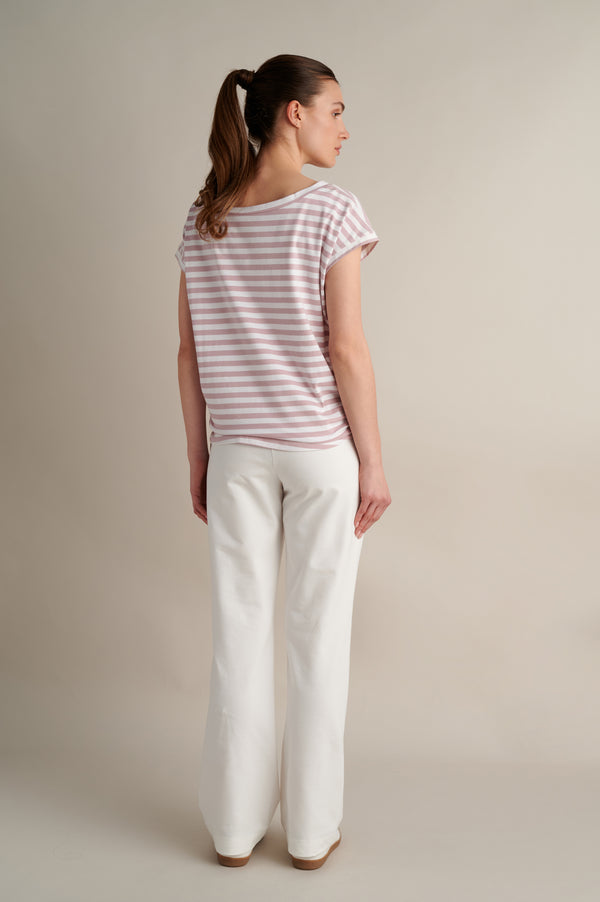 Pink Striped T-shirt With Side Detail