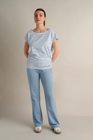 Blue Striped T-shirt With Side Detail