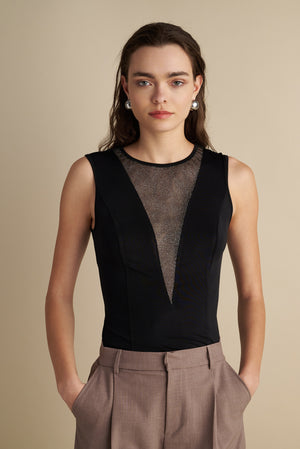 Sheer Panel Top Black