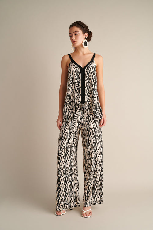 Ethnic Print Flare Trousers
