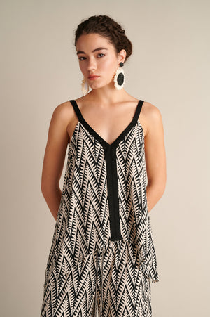 Ethnic Print V-Neck Top