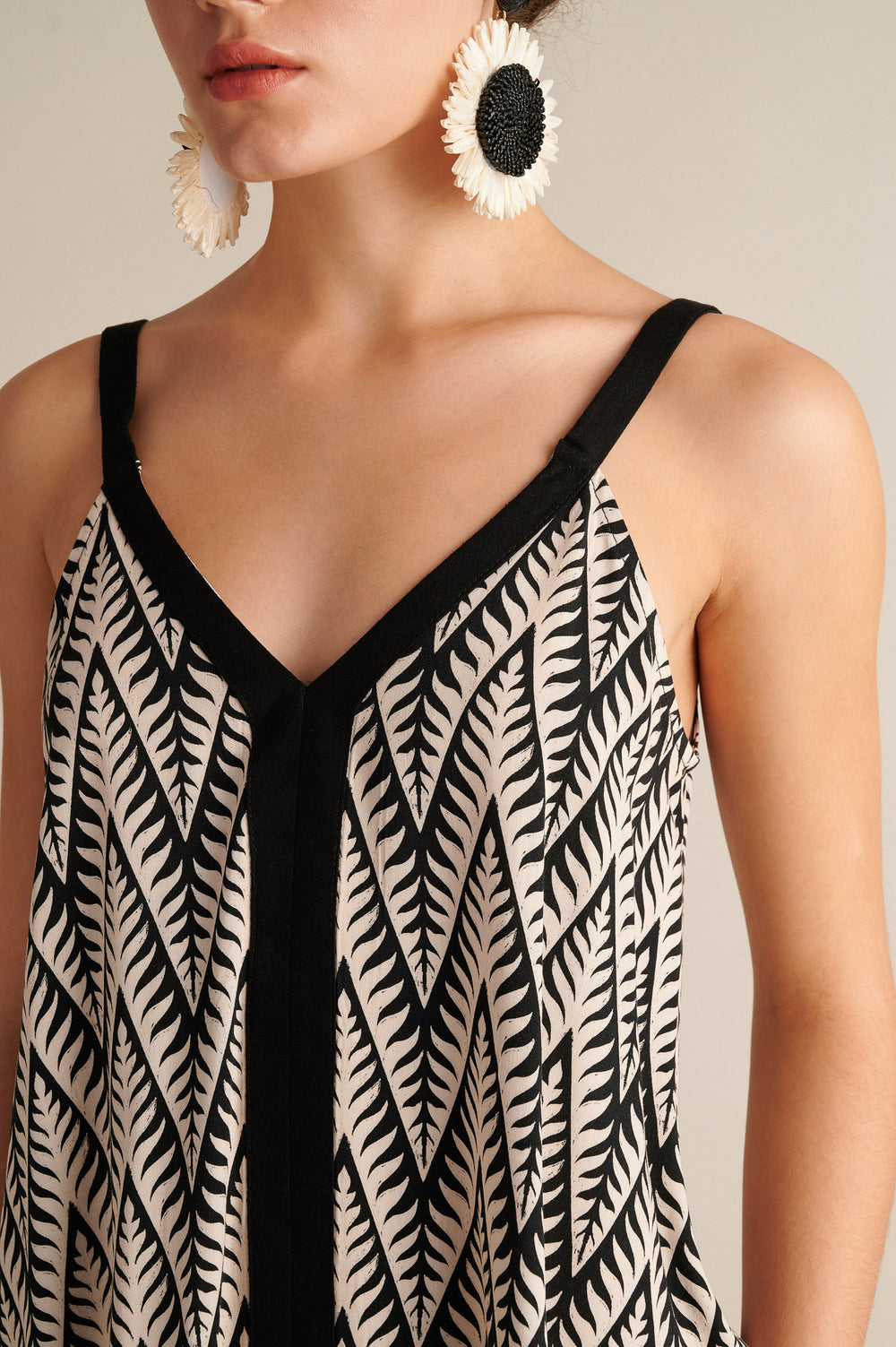 Ethnic Print V-Neck Top