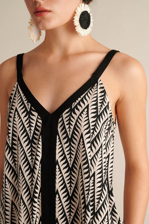 Ethnic Print V-Neck Top