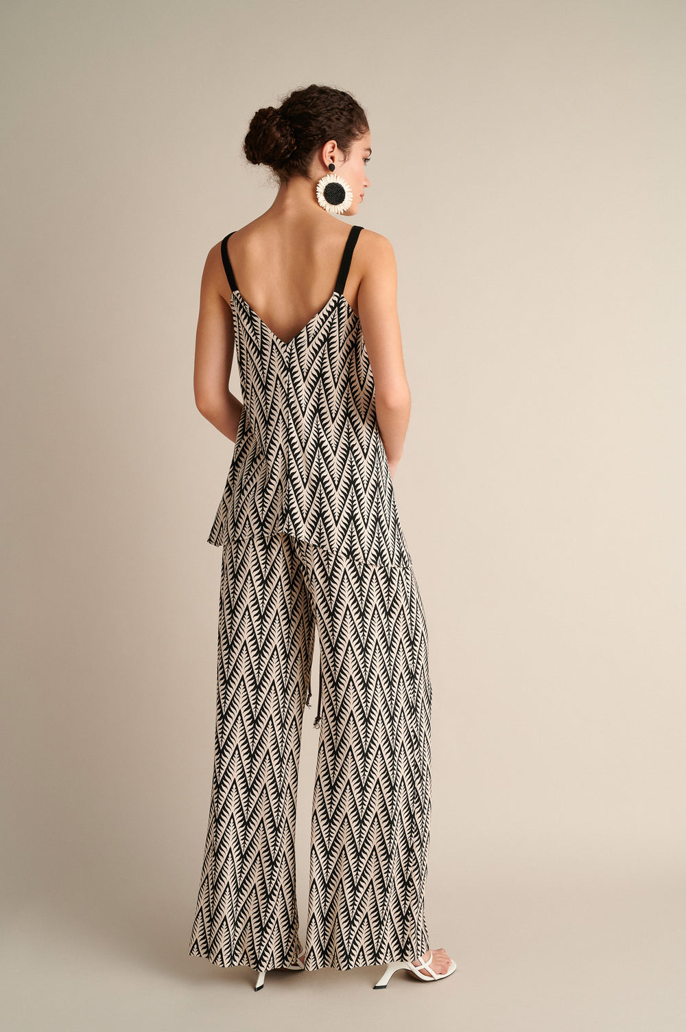 Ethnic Print Flare Trousers