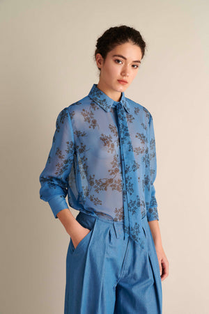 Rough Blue Crimson Detail Shirt