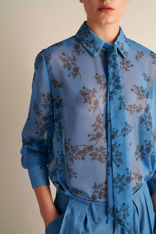 Rough Blue Crimson Detail Shirt
