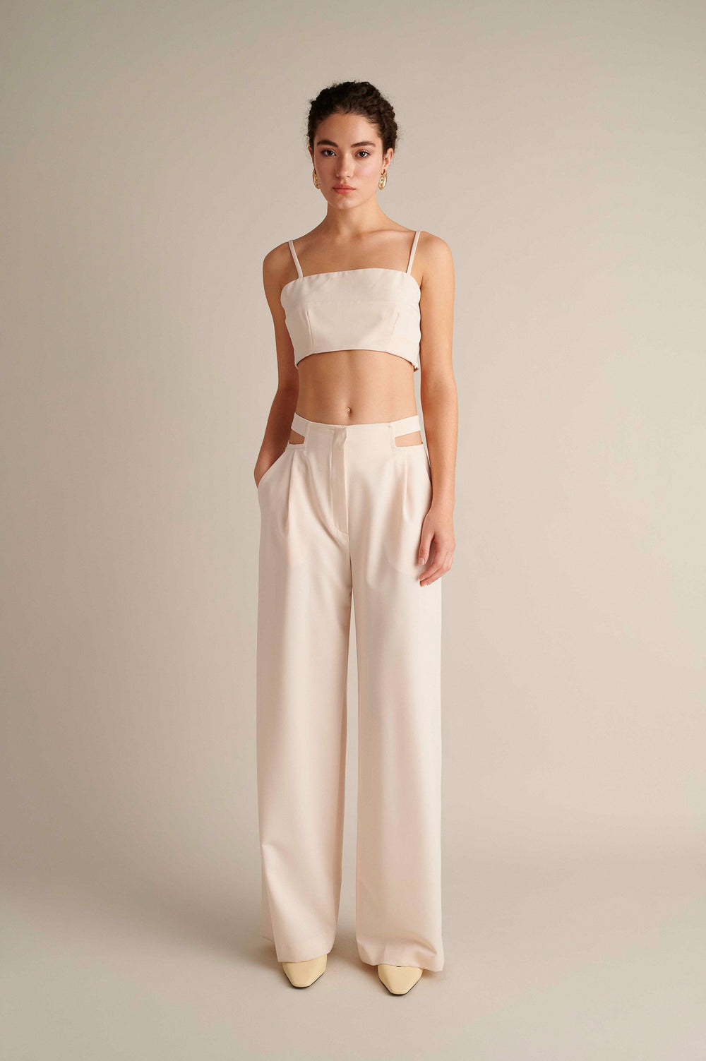 Cut-Out Waist Trousers Vanilla