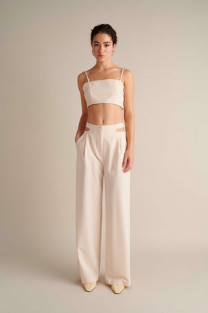 Cut-Out Waist Trousers Vanilla